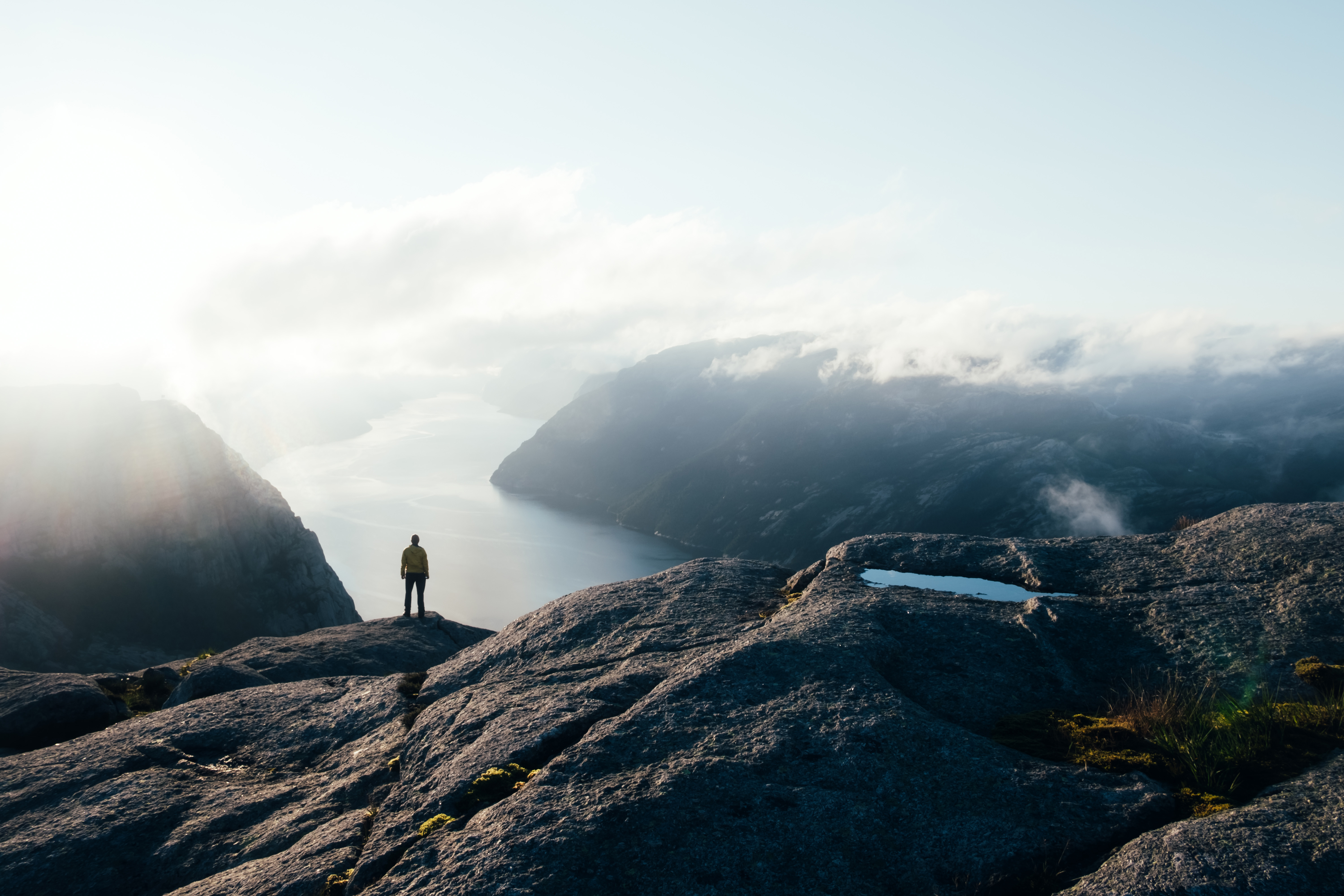 Man hiking in Norwegian nature