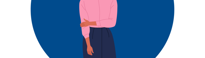 Woman in pink blouse and long skirt